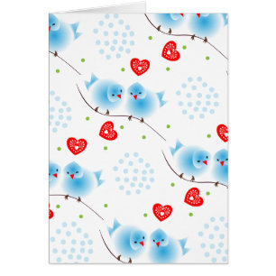 Cute Whimsical Fluffy Blue Inséparables Coeurs rou