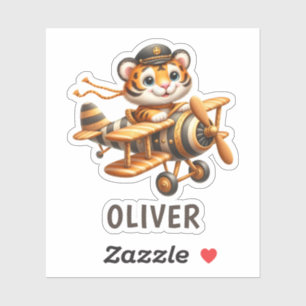 Cute Whimsical Flying Tiger Kid on a Plane