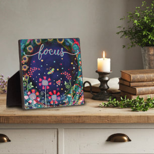 Cute Whimsical Focus Floral Dragonfly Inspirivity Plaque