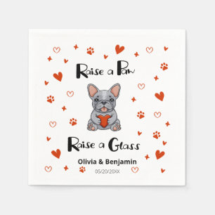 Cute Whimsical French Bulldog Save the Date Photo Napkin