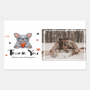 Cute Whimsical French Bulldog Thank You Photo Sticker