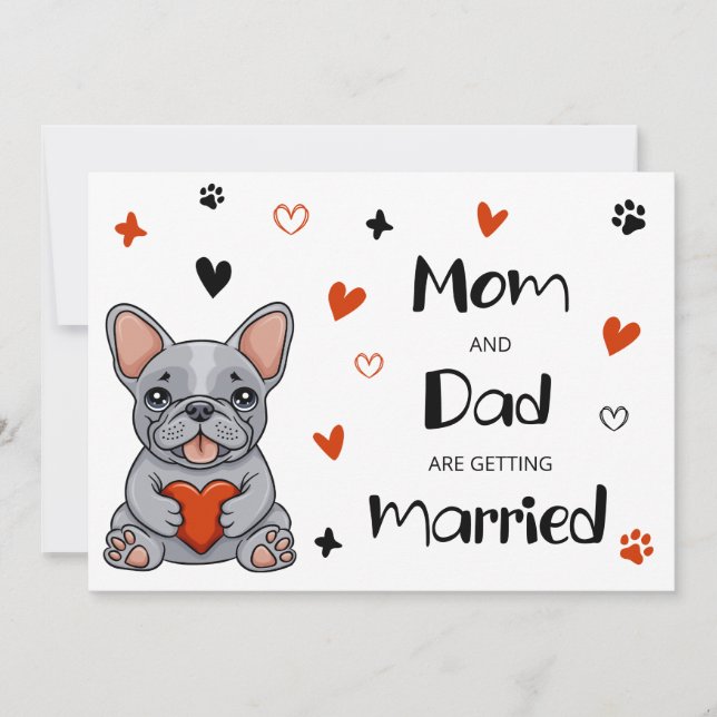 Cute Whimsical French Bulldog Wedding Invitation (Front)