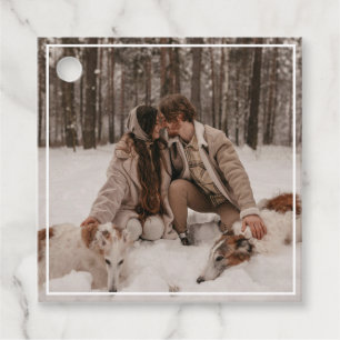 Cute Whimsical French Bulldog Wedding Photo Favour Tags