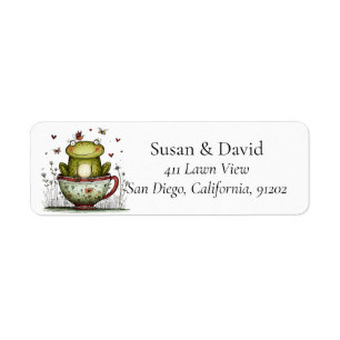 Cute Whimsical Frog Teacup Meadow Wildflower