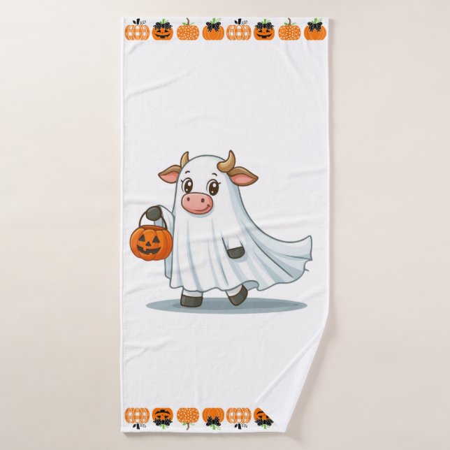 Cute, whimsical, ghost cow bath towel (Bath Towel)