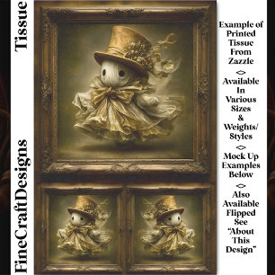 Cute Whimsical Ghost Vintage Frame DU3L Decoupage Tissue Paper