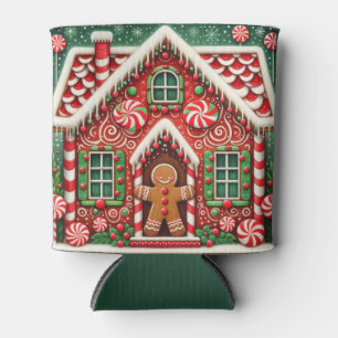 Cute, whimsical gingerbread man & house can cooler