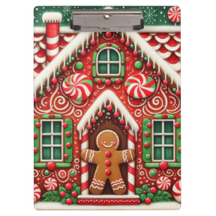 Cute, whimsical gingerbread man & house clipboard