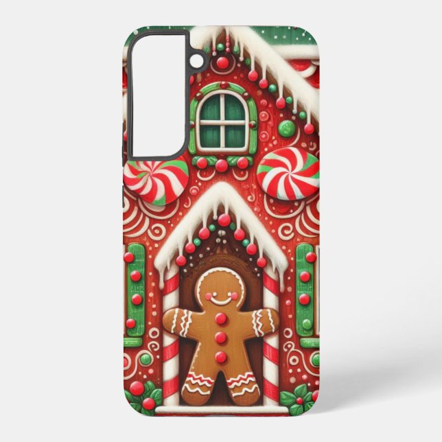 Cute, whimsical gingerbread man & house samsung galaxy s22+ case (Back)
