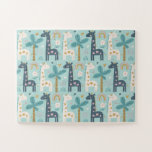Cute Whimsical Giraffe Pattern in Pastel Blue Jigsaw Puzzle<br><div class="desc">Cute Whimsical Giraffe Pattern in Pastel Blue Puzzle</div>