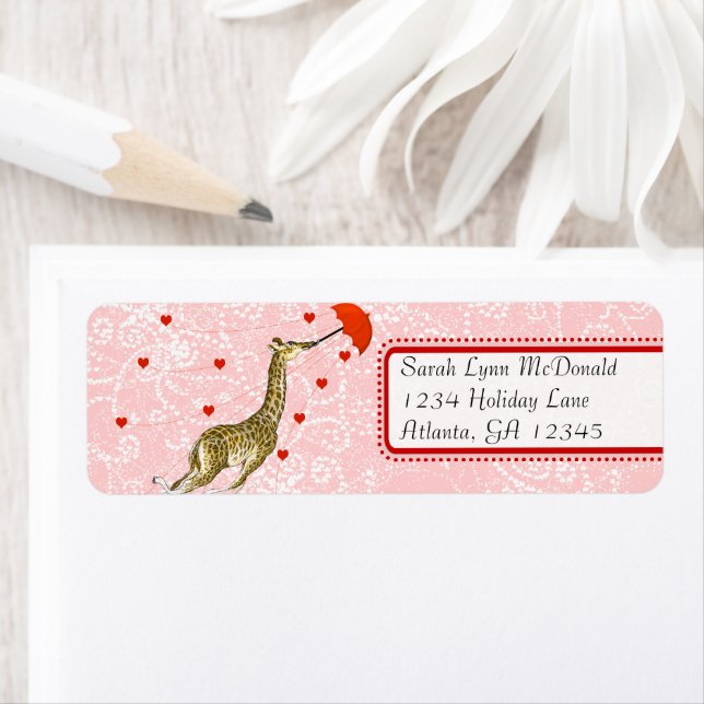 Cute Whimsical Giraffe Red Pink Dots & Hearts (Insitu)