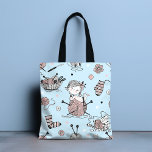 Cute Whimsical Girly Funny Knitting Wool Cat Tote Bag<br><div class="desc">This cute design features a whimsical knitting themed pattern. Perfect for those that love to knit #knit #knitting #craft #crafts #totes #tote #totebags #bags #accessories #gift #gifts #giftsforher #girly #home #homedecor</div>