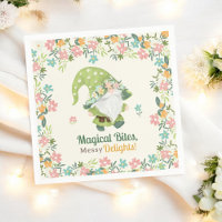 Cute Whimsical Gnome First Birthday Floral 