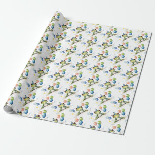 Cute Whimsical green frog with balloons Wrapping Paper