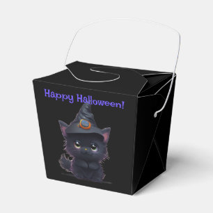 Cute whimsical Halloween black cat Favor Box