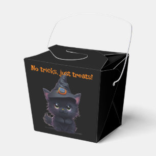 Cute whimsical Halloween black cat Favor Box