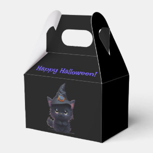 Cute whimsical Halloween black cat Favor Box