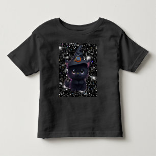 Cute whimsical Halloween black cat Toddler T-shirt