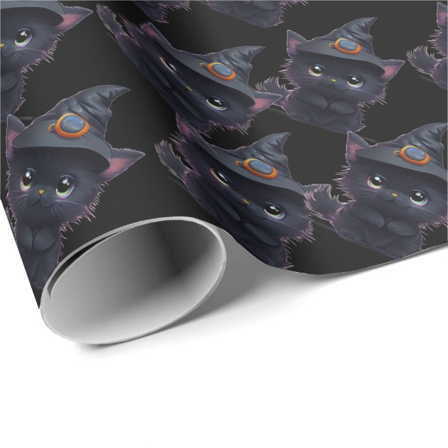 Cute whimsical Halloween black cat Wrapping Paper (Roll Corner)