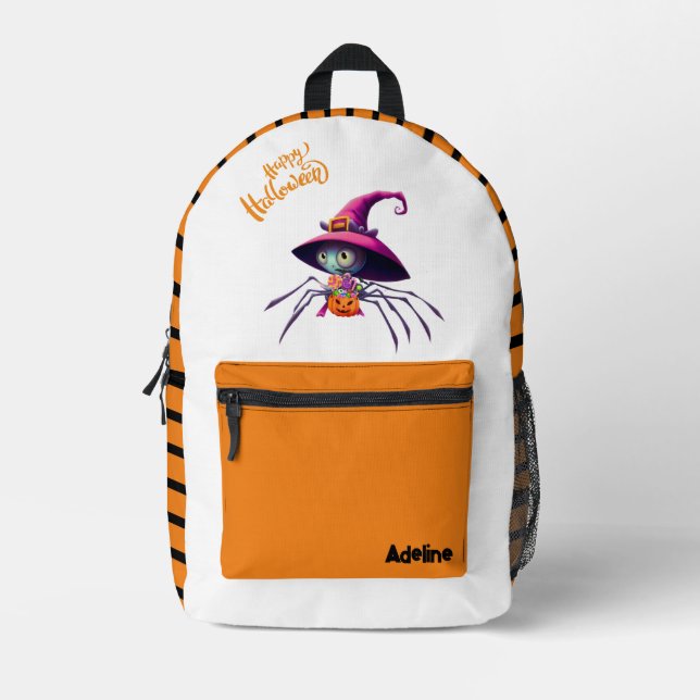 Cute/Whimsical Halloween/fall spider Printed Backpack (Front)