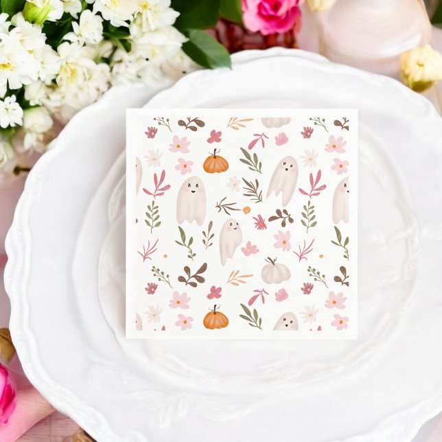 Cute whimsical halloween ghost pattern baby shower napkin (Cute whimsical halloween ghost pattern baby shower napkins)