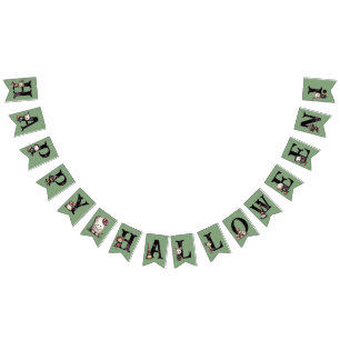 Cute Whimsical Halloween Party Bunting Flags