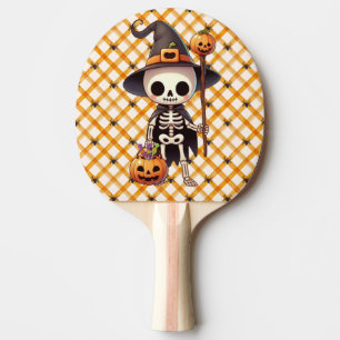Cute, Whimsical Halloween skeleton Ping Pong Paddle
