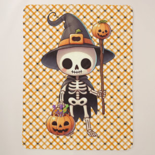 Cute, Whimsical Halloween skeleton Sherpa Blanket