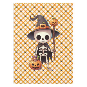 Cute, Whimsical Halloween skeleton Tablecloth