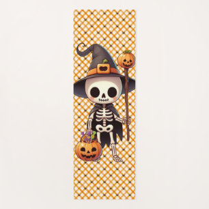 Cute, Whimsical Halloween skeleton Yoga Mat
