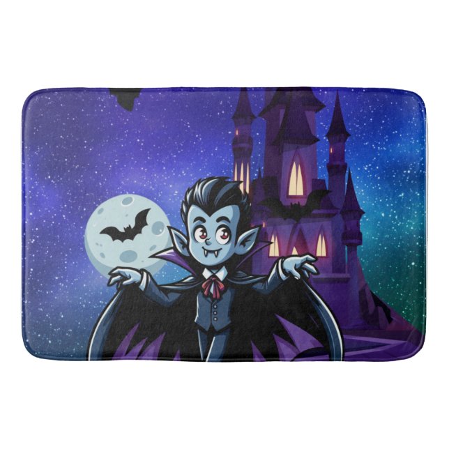 Cute, whimsical Halloween vampire Bath Mat (Front)