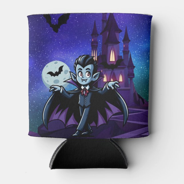 Cute, whimsical Halloween vampire Can Cooler (Front)