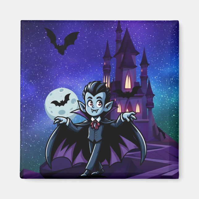 Cute, whimsical Halloween vampire Magnet (Front)