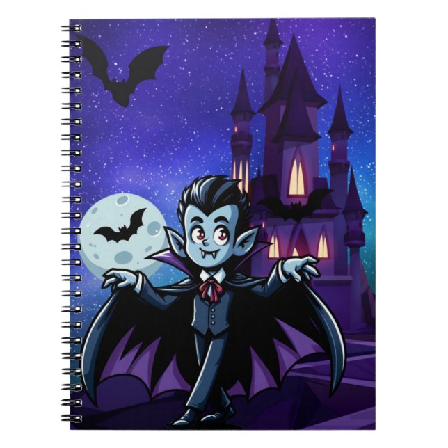 Cute, whimsical Halloween vampire Notebook (Front)