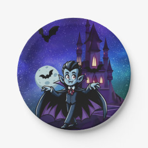 Cute, whimsical Halloween vampire Paper Plate