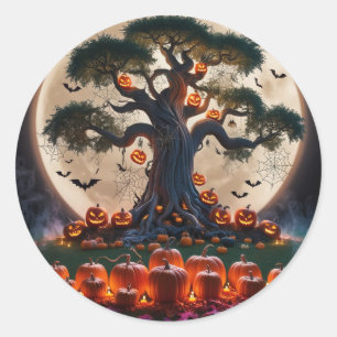 Cute Whimsical Halloween Witch, Personalized Name  Classic Round Sticker