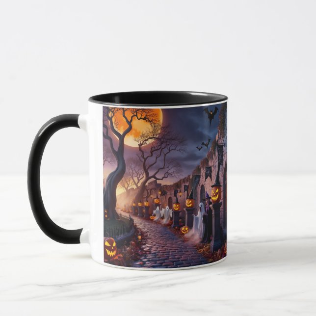 Cute Whimsical Halloween Witch, Personalized Name  Mug (Left)