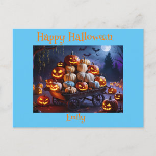 Cute Whimsical Halloween Witch, Personalized Name Postcard