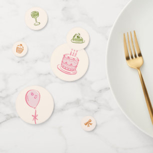 Cute Whimsical Hand-drawn Birthday Table Confetti