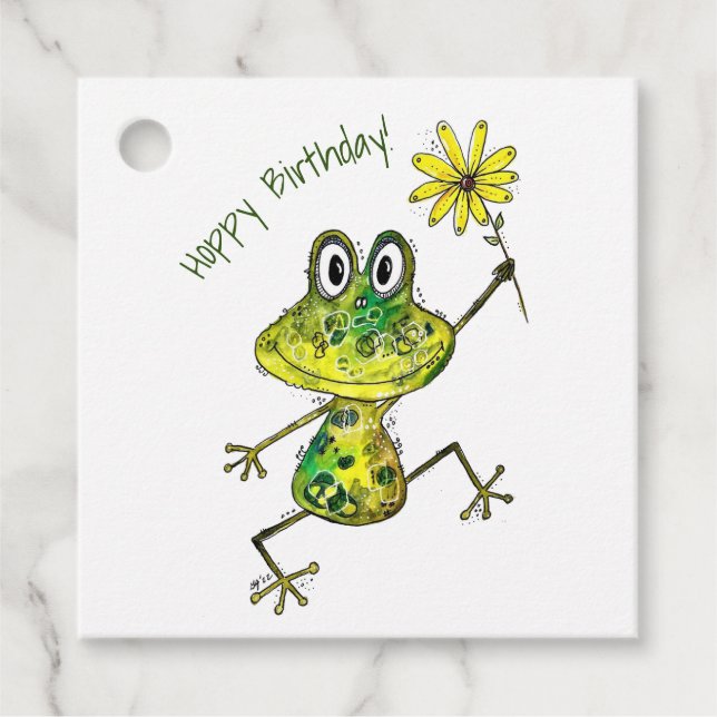 Cute Whimsical Happy Frog Favour Tags (Front)