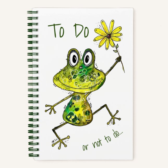 Cute Whimsical Happy Frog Notebook (Front)