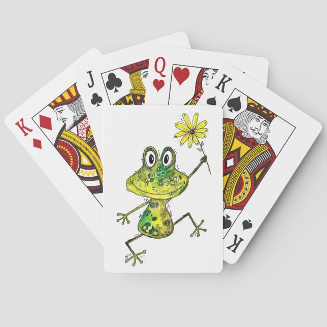 Cute Whimsical Happy Frog Playing Cards (Back)