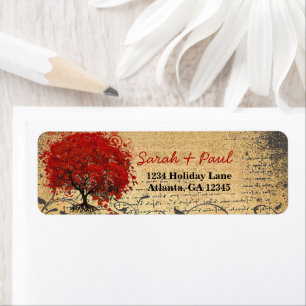 Cute Whimsical Heart Leafed Tree Red Pink Dots