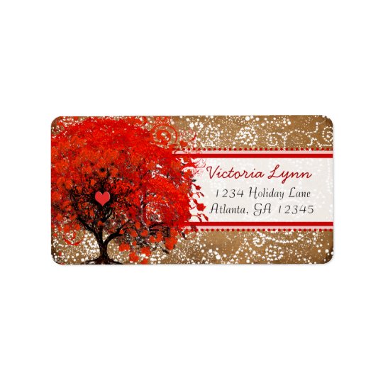 Cute Whimsical Heart Leafed Tree Red Pink Dots