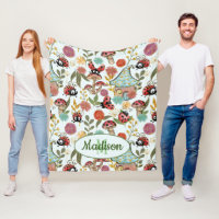 Cute Whimsical Ladybugs Mushrooms Flowers Monogram