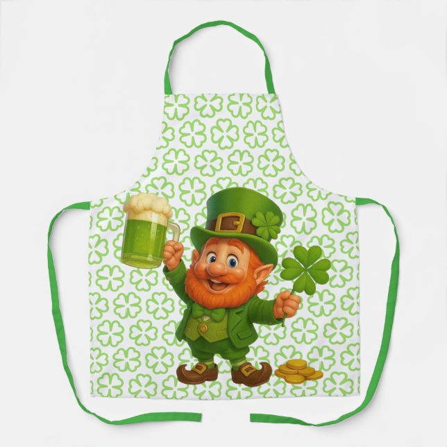 Cute/whimsical leprechaun Saint Patrick's Day  Apron (Front)