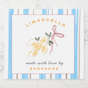 Cute whimsical Limoncello  Liquor Bottle Label