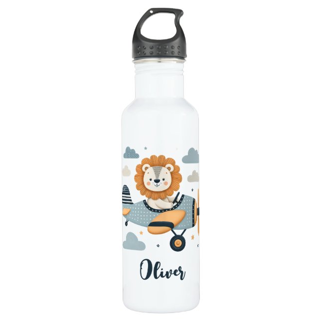 Cute Whimsical Lion Pilot 710 Ml Water Bottle (Front)