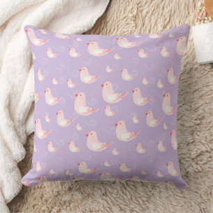Cute Whimsical Little Birds Pattern Throw Pillow