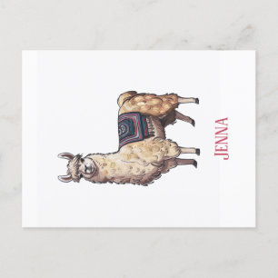 Cute Whimsical Llama Personalized Postcard